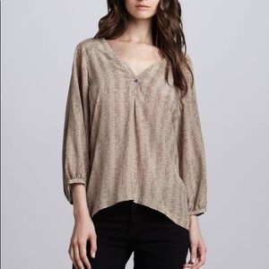 Joie Oliana Animal Print Silk Blouse Top